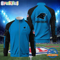 NFL Carolina Panthers Football Team Custom Name Standing Neck Zipper Jacket