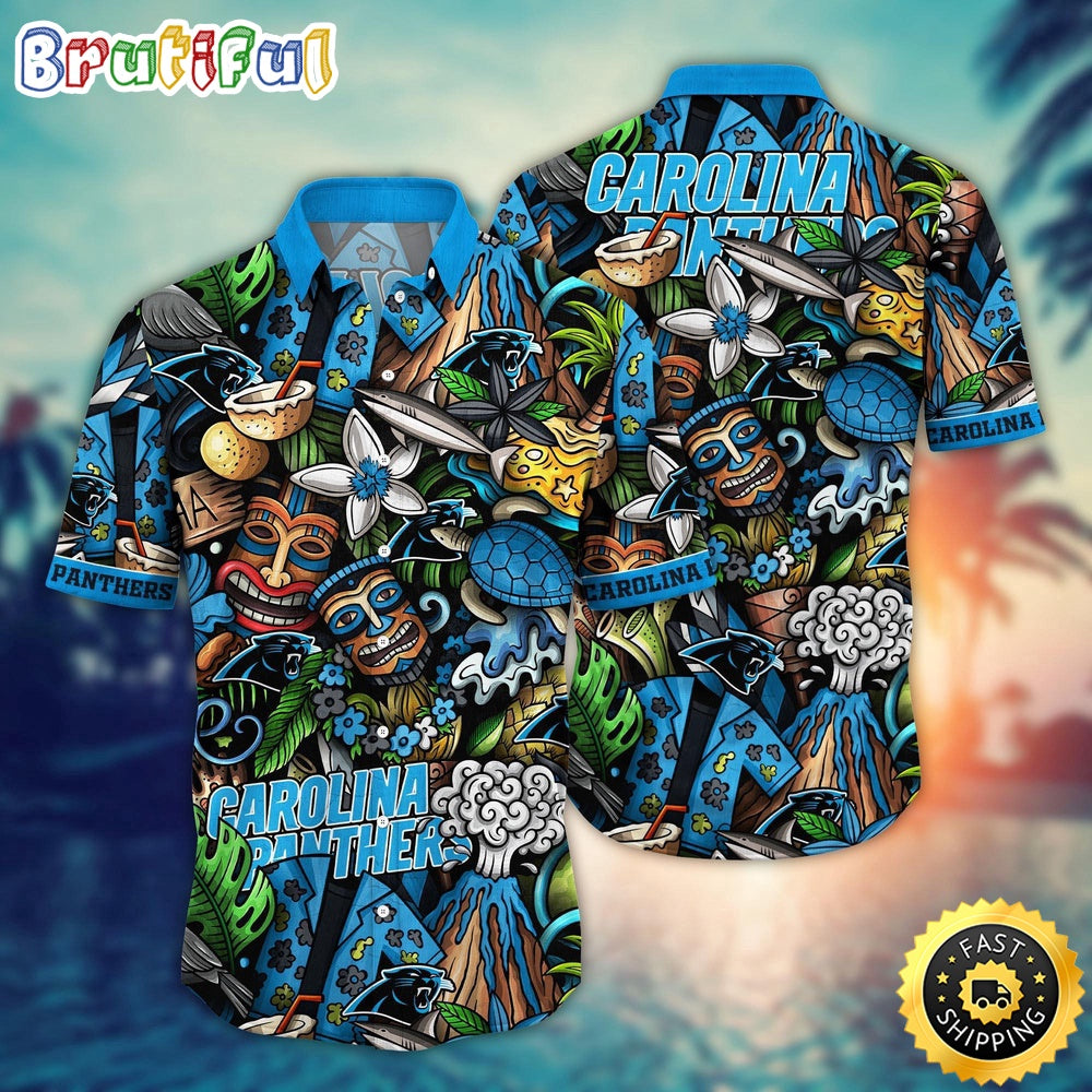 NFL Carolina Panthers Hawaii Shirt Flower Tiki Me Off Aloha Shirt