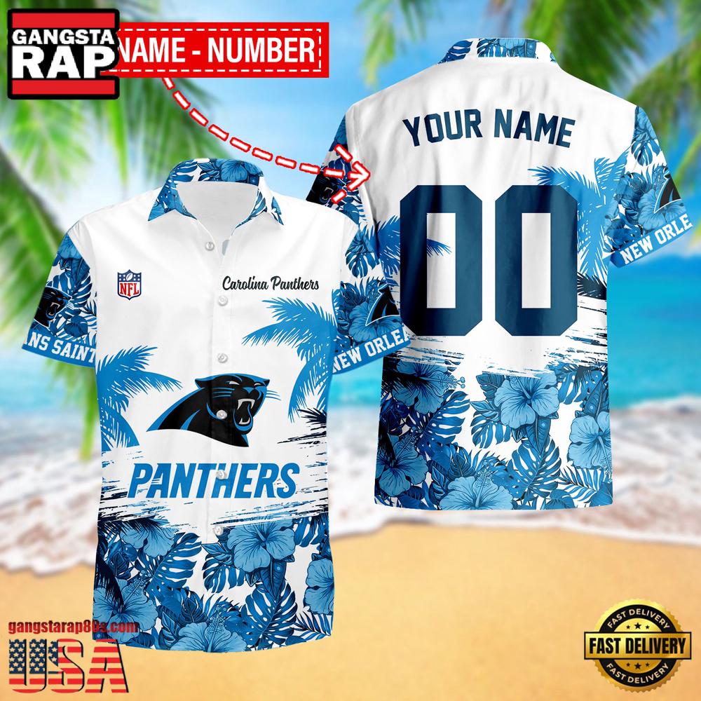 NFL Carolina Panthers New Design 2025 Custom Name Number Hawaiian Shirt