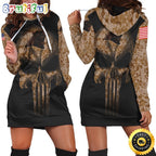 NFL Carolina Panthers Hoodie Dress American Flag Camouflage Skull