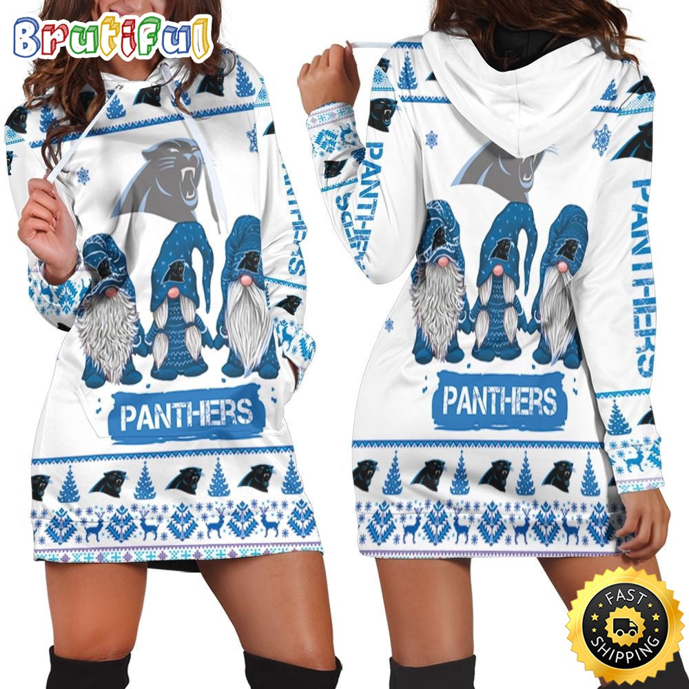 NFL Carolina Panthers Hoodie Dress Gnomes All Over Print Hoodie Women