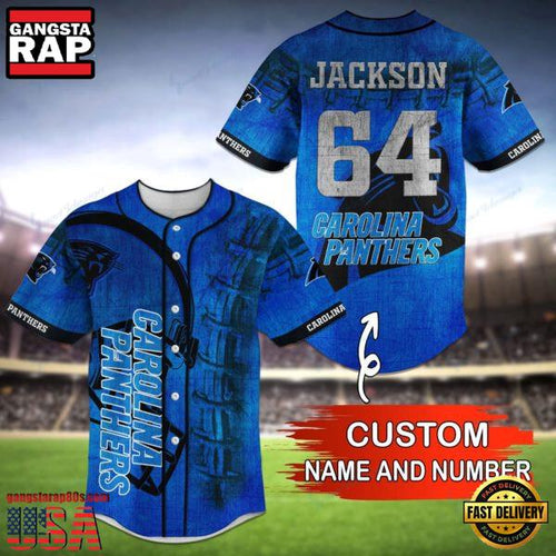 NFL Carolina Panthers Custom Name Number Name Number Baseball Jersey Shirt