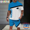 NFL Carolina Panthers Stripe Pattern Summer T Shirt And Shorts Set