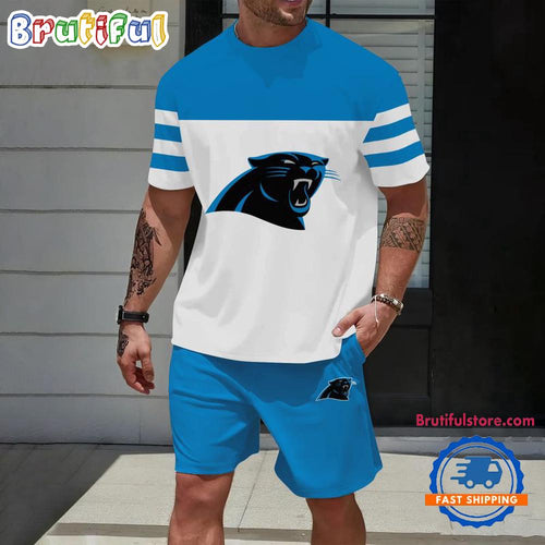 NFL Carolina Panthers Trendy Summer T Shirt And Shorts Set