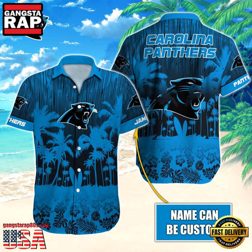NFL Carolina Panthers Vintage Style Custom Name Aloha Hawaiian Shirt