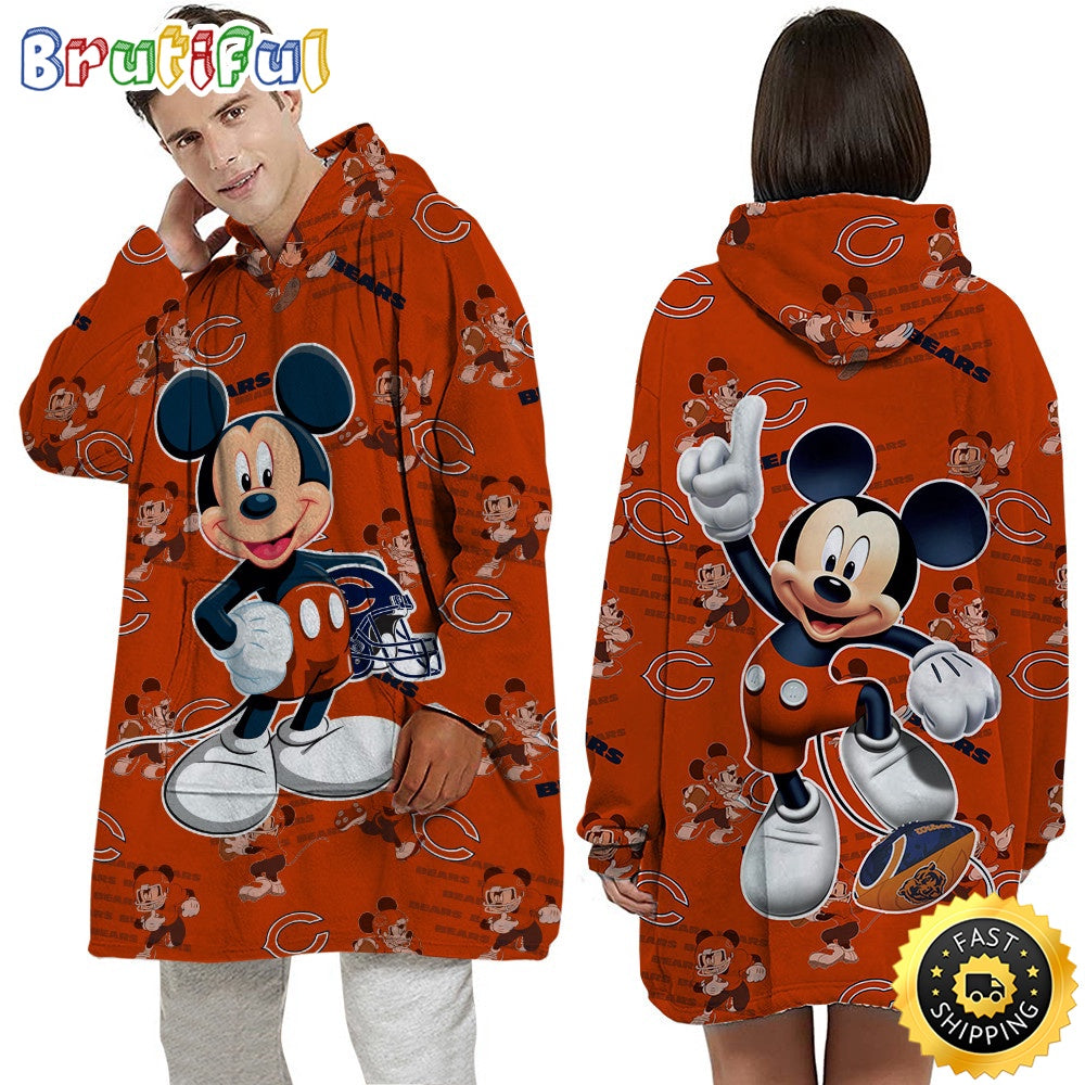 NFL Chicago Bears Blanket Hoodie Mickey Mouse Lover Unisex Hoodie