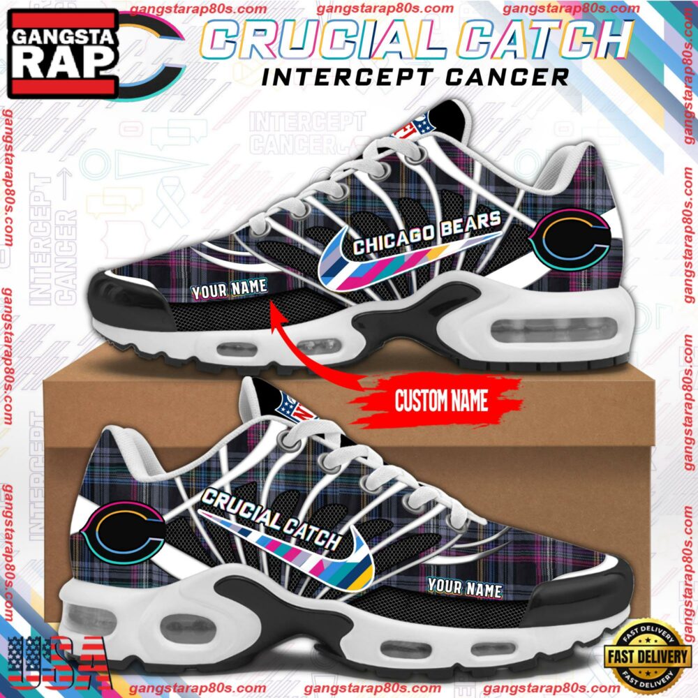 NFL Chicago Bears Crucial Catch Intercept Cancer Air Max Plus Shoes Running Sneakers
