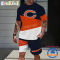 NFL Chicago Bears Divided Pattern Summer T Shirt And Shorts Set