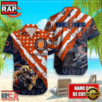 NFL Chicago Bears Football American Flag Mascot Custom Name Aloha Hawaiian Shirt