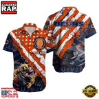 NFL Chicago Bears Football American Flag Mascot Custom Name Aloha Hawaiian Shirt