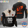 NFL Chicago Bears Football Team Custom Name And Number Buttoned Collar Sweatshirt