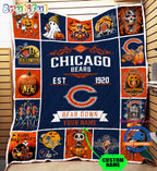 NFL Chicago Bears Football Team Special Skeleton Pumpkin Halloween Blanket