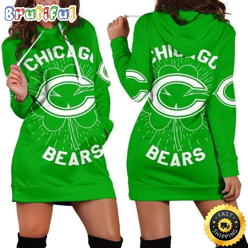 NFL Chicago Bears Hoodie Dress St Patricks Day For Women Hoodie