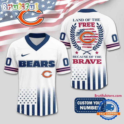 NFL Chicago Bears Land Of The Free Because of The Brave Football Jersey