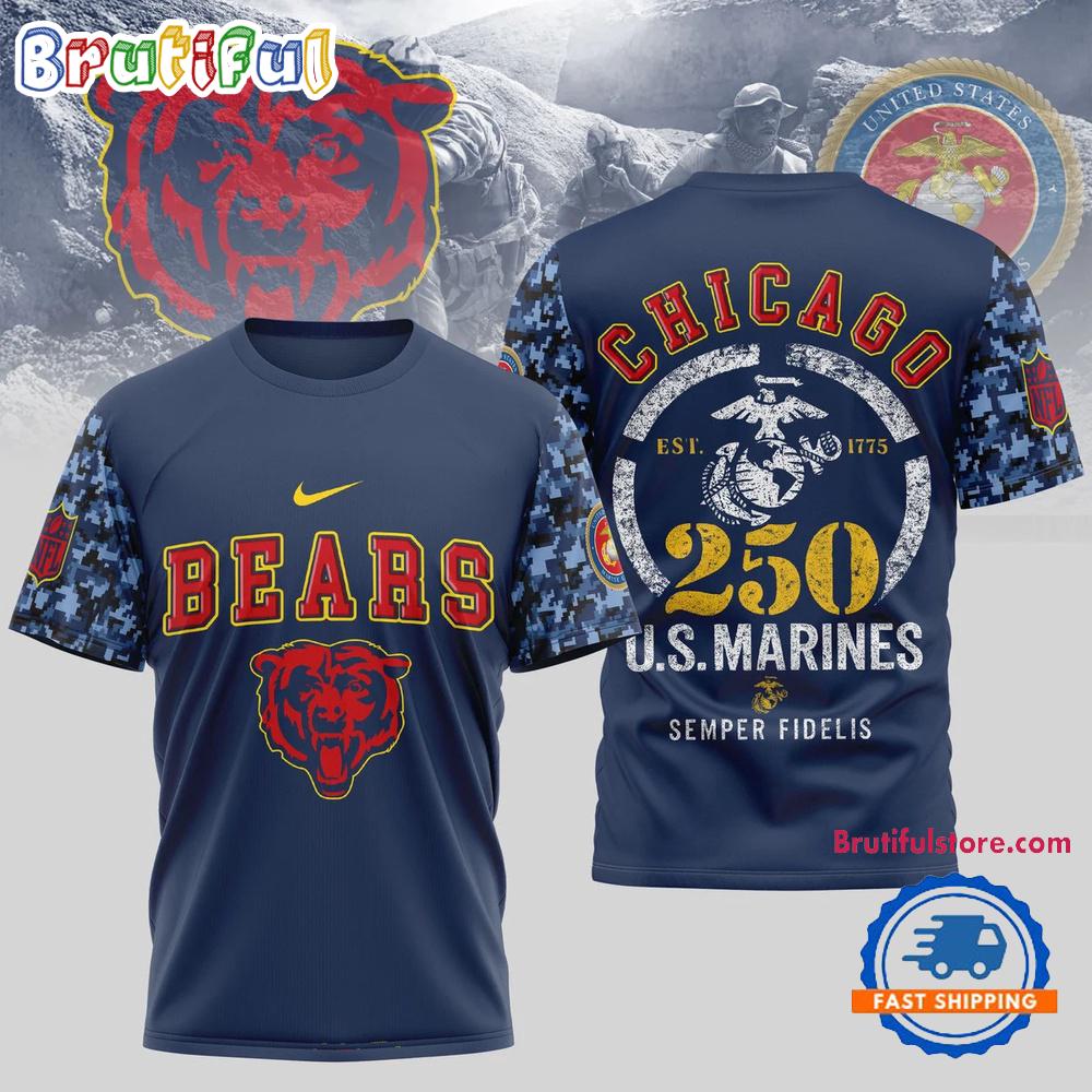 NFL Chicago Bears US Marines 250 Years Est.1775 Unisex 3D T Shirt
