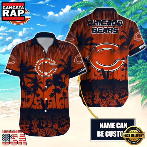 NFL Chicago Bears Vintage Style Custom Name Aloha Hawaiian Shirt