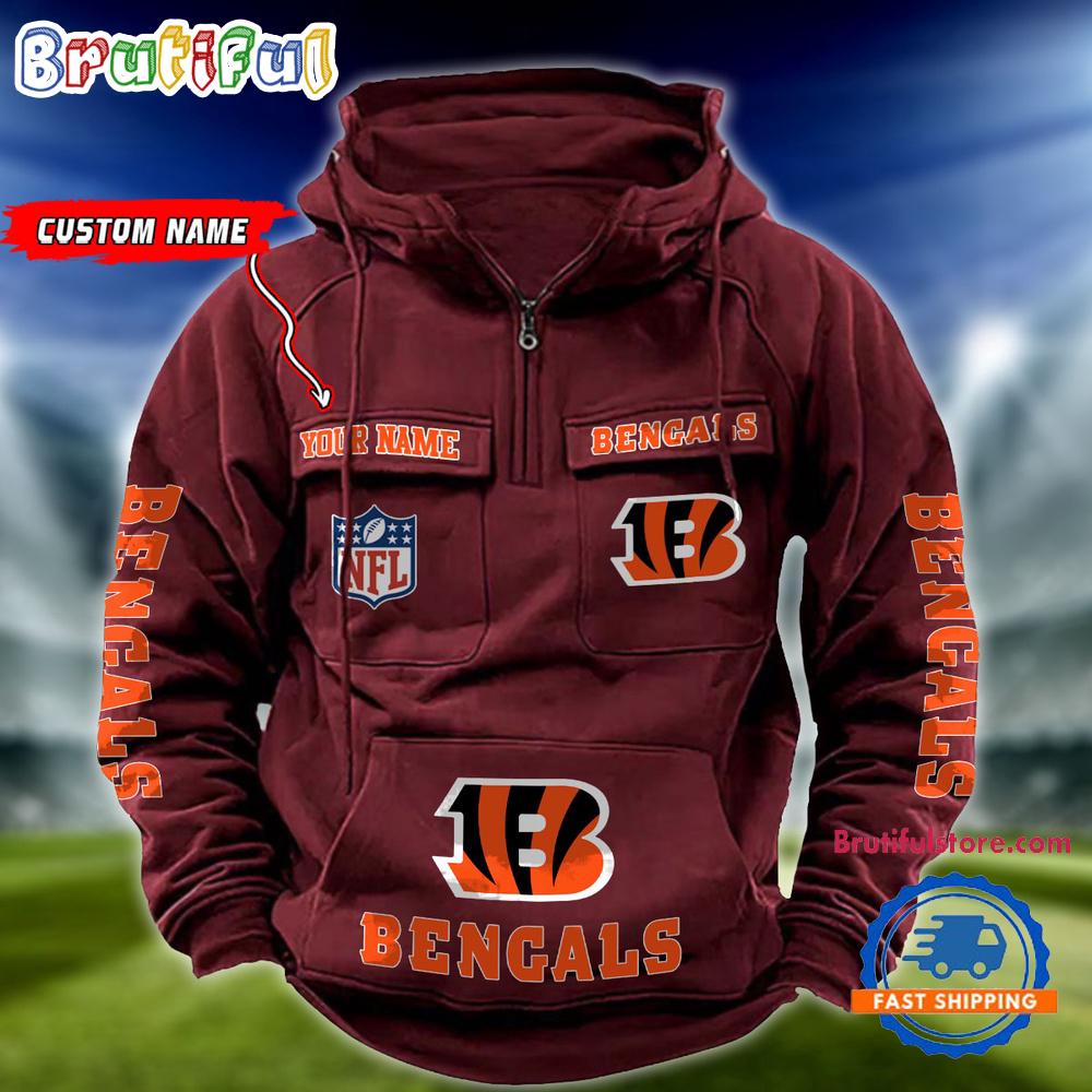 NFL Cincinnati Bengals Football Team Custom Name Cargo Hoodie
