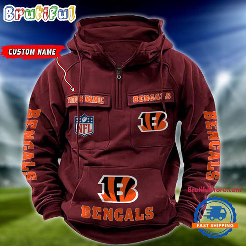 NFL Cincinnati Bengals Football Team Custom Name Cargo Hoodie
