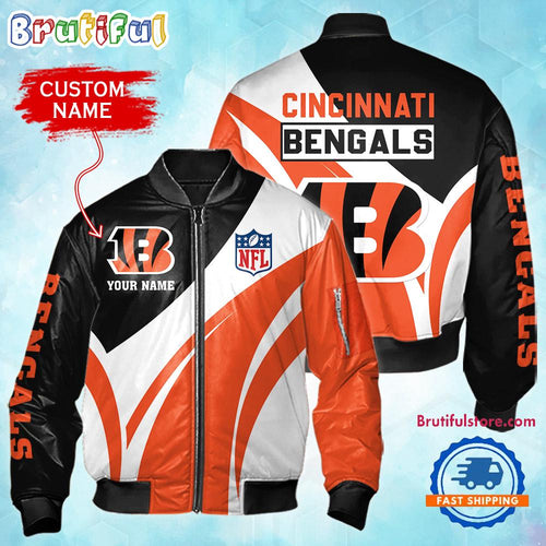 NFL Cincinnati Bengals Football Team Logo Personalized Bomber Jacket