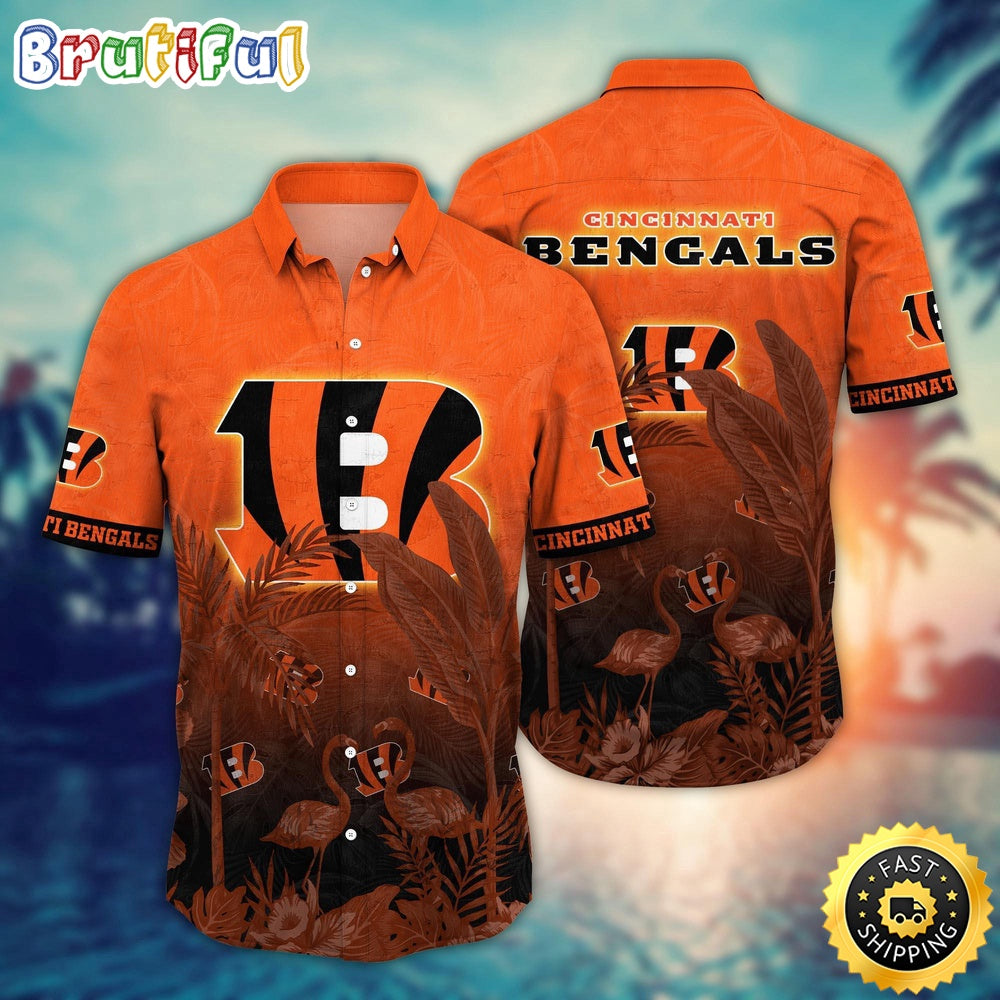 NFL Cincinnati Bengals Hawaii Shirt Flamingo And Flower Funny Aloha Shirt