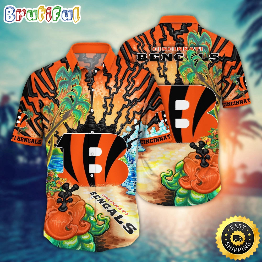 NFL Cincinnati Bengals Hawaiian Shirt Flower Hawaii Shirt For Football Fans