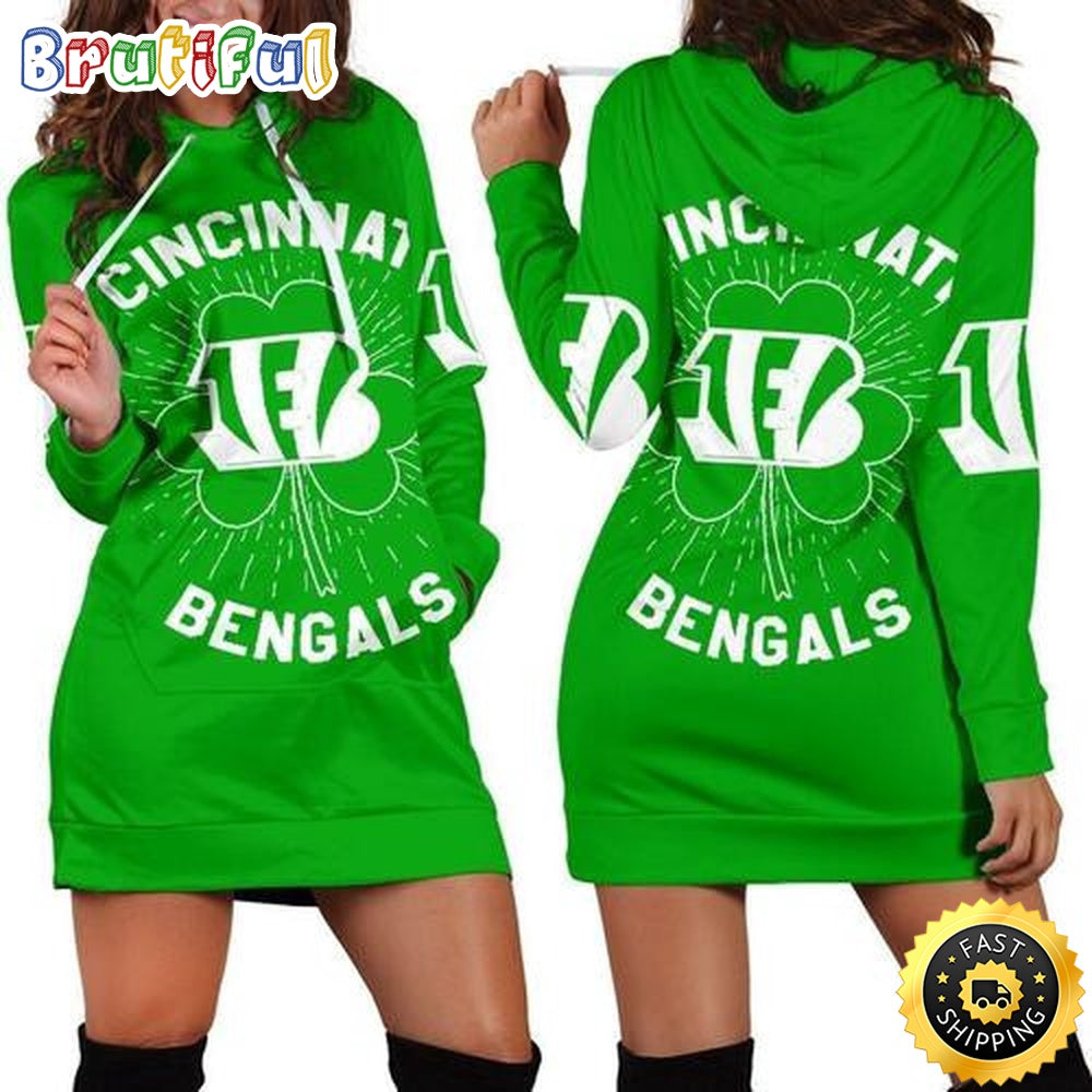 NFL Cincinnati Bengals Hoodie Dress St Patricks Day For Women Hoodie