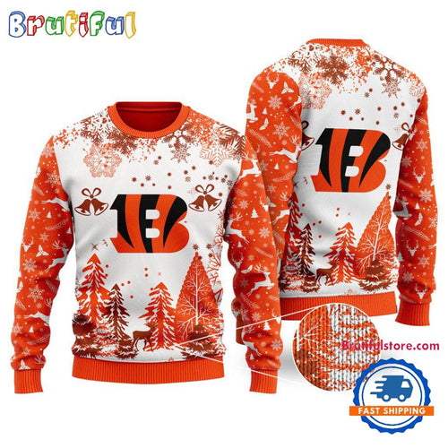 NFL Cincinnati Bengals Logo Football Team Special Xmas Tree Christmas Ugly Sweater