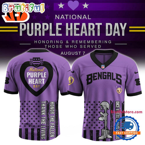 NFL Cincinnati Bengals Purple Heart Day Limited Edition Football Jersey