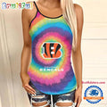NFL Cincinnati Bengals Rainbow Pattern Summer Women’s Criss Cross Tank Top