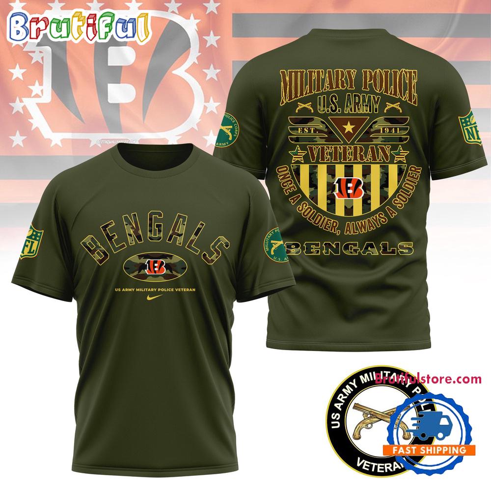 NFL Cincinnati Bengals US Army Military Police Veteran All Over Print Shirt