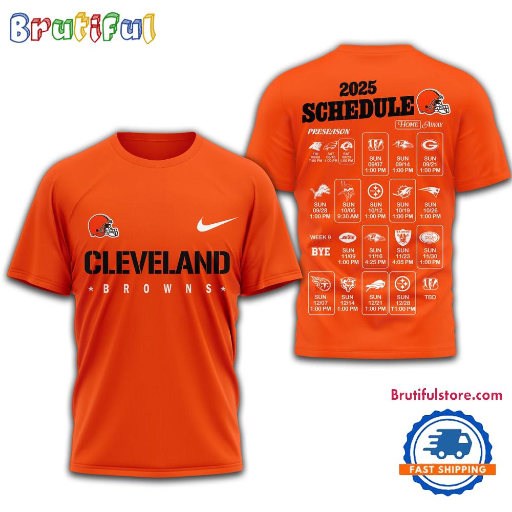 NFL Cleveland Browns 2025 SCHEDULE Unisex 3D Shirt