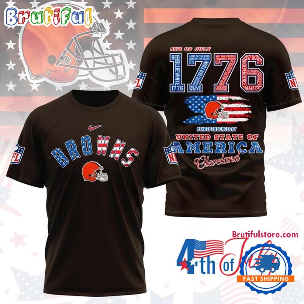 NFL Cleveland Browns 4th of July Happy Independence Day 1776 3D Shirt