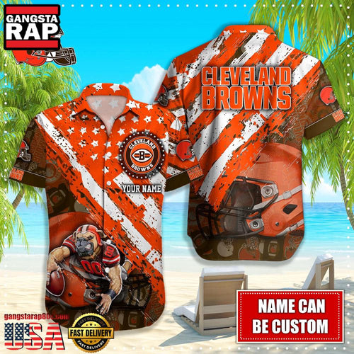 NFL Cleveland Browns American Flag custom Hawaiian Shirts For Men Women