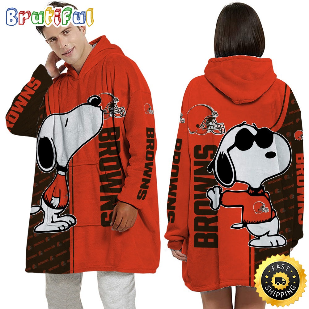 NFL Cleveland Browns Blanket Hoodie For Fans Unisex Hoodie