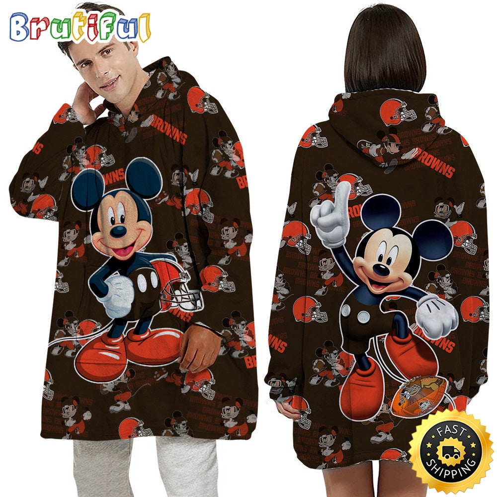 NFL Cleveland Browns Blanket Hoodie Mickey Mouse Lover Unisex Hoodie