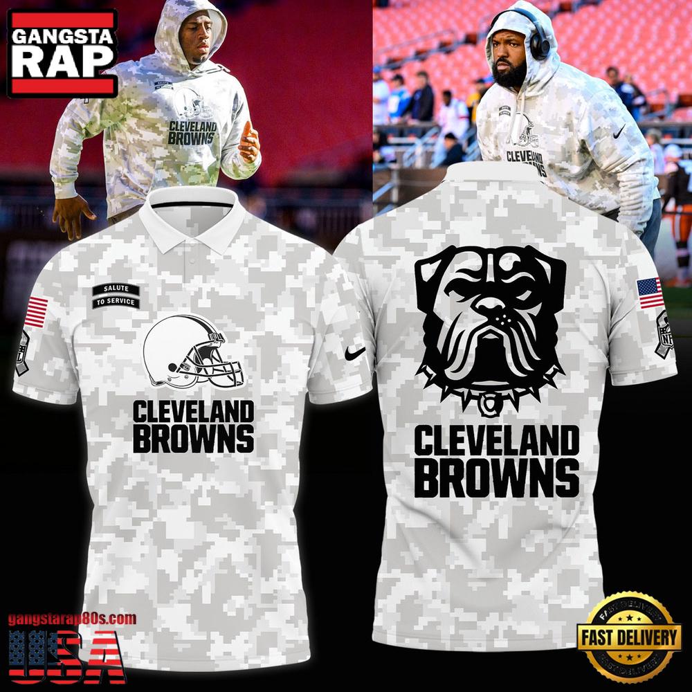 NFL Cleveland Browns Camo 2025 Salute to Service Polo Shirt