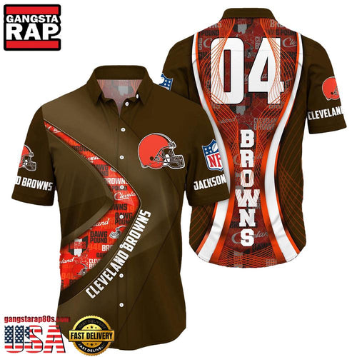 NFL Cleveland BrownsCustom Name Number New Design Hawaiian Shirt For Men Women