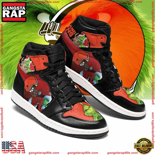 NFL Cleveland Browns Football Logo Team Air Jordan 1 Running Sneakers Shoes
