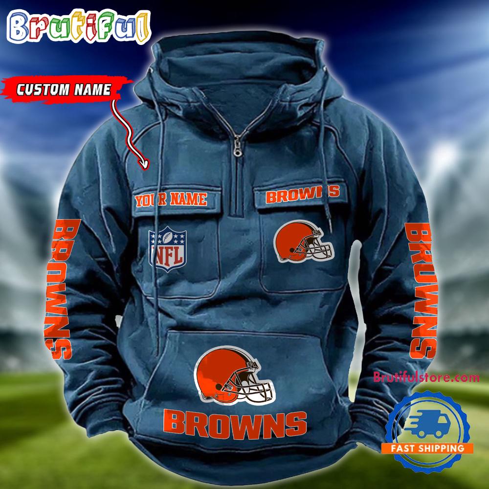 NFL Cleveland Browns Football Team Custom Name Cargo Hoodie