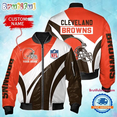 NFL Cleveland Browns Football Team Logo Personalized Bomber Jacket