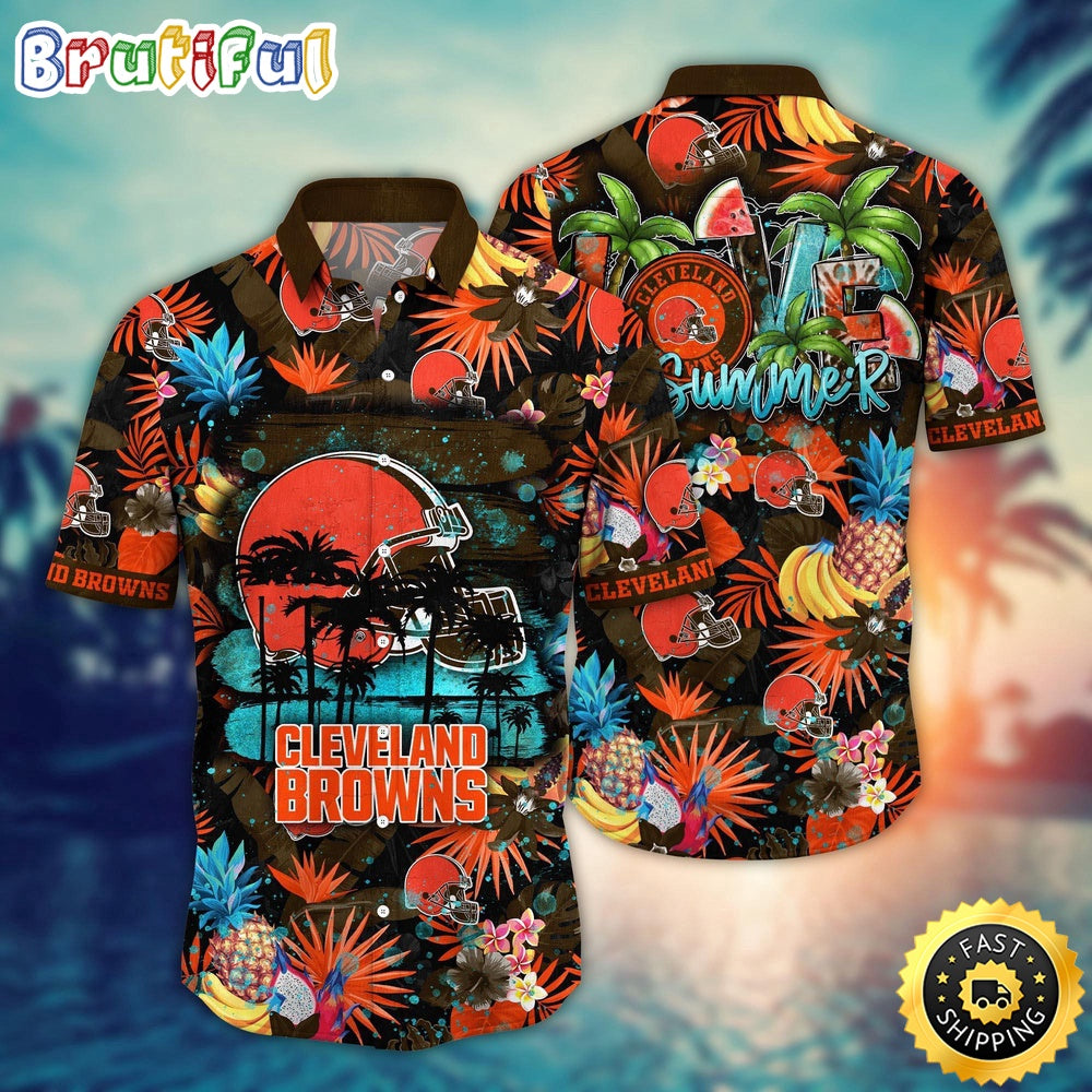 NFL Cleveland Browns Hawaii Shirt Flower Relaxed Island Wear