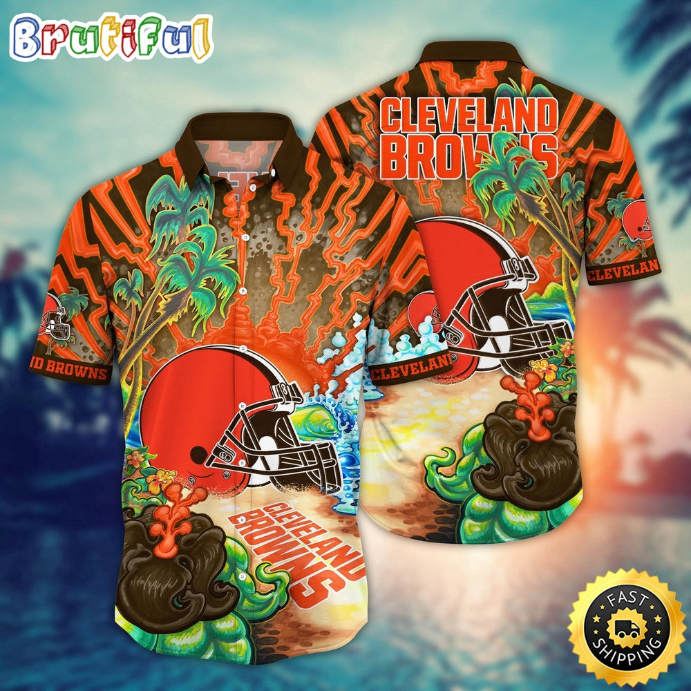 NFL Cleveland Browns Hawaiian Shirt Flower Hawaii Shirt For Football Fans