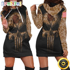 NFL Cleveland Browns Hoodie Dress American Flag Camouflage Skull