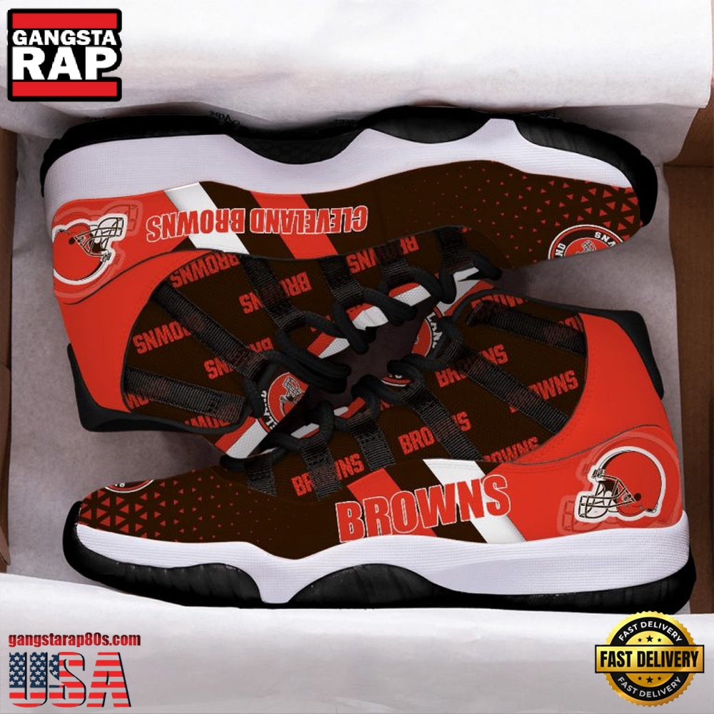 NFL Cleveland Browns Logo Unique Design Air Jordan 11 Sneaker Shoes