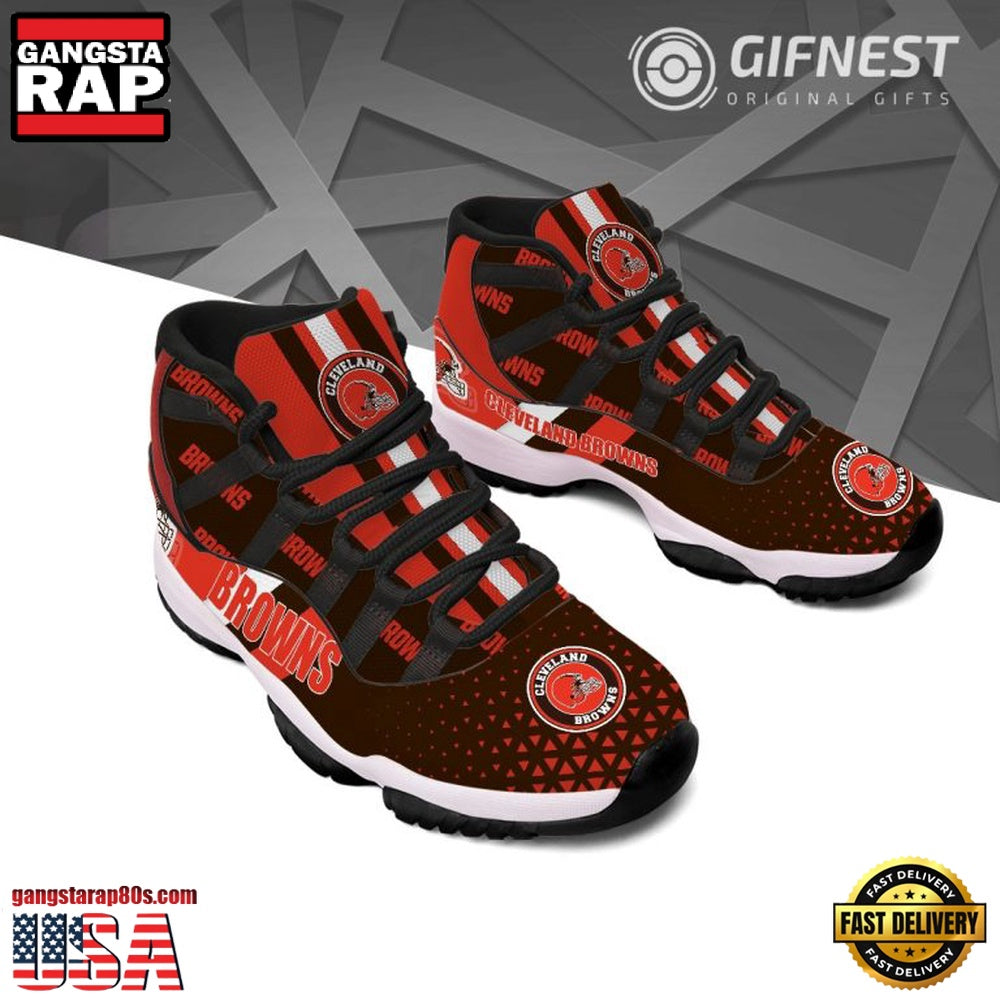 NFL Cleveland Browns Logo Unique Design Air Jordan 11 Sneaker Shoes