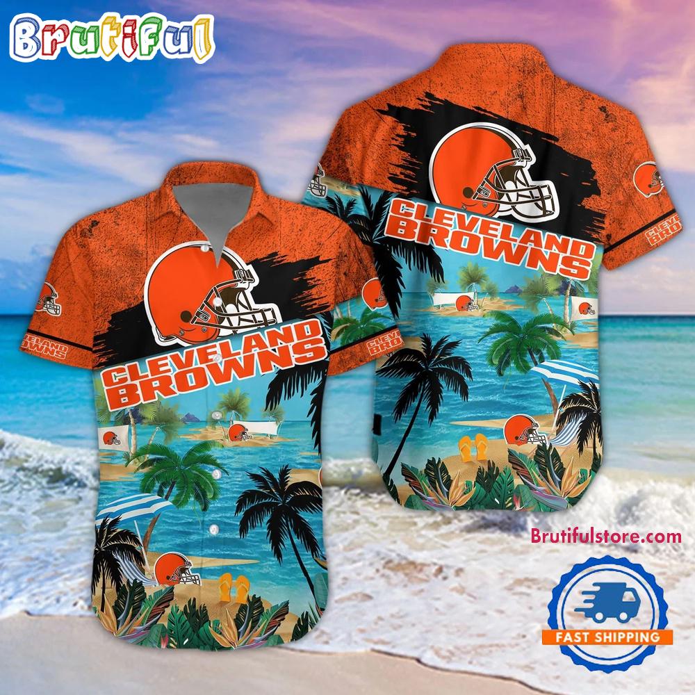 NFL Cleveland Browns Palm Tree Summer Beach Aloha Hawaiian Shirt