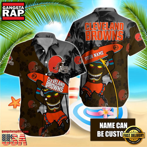 NFL Cleveland Browns Retro Custom Name Aloha Hawaiian Shirts