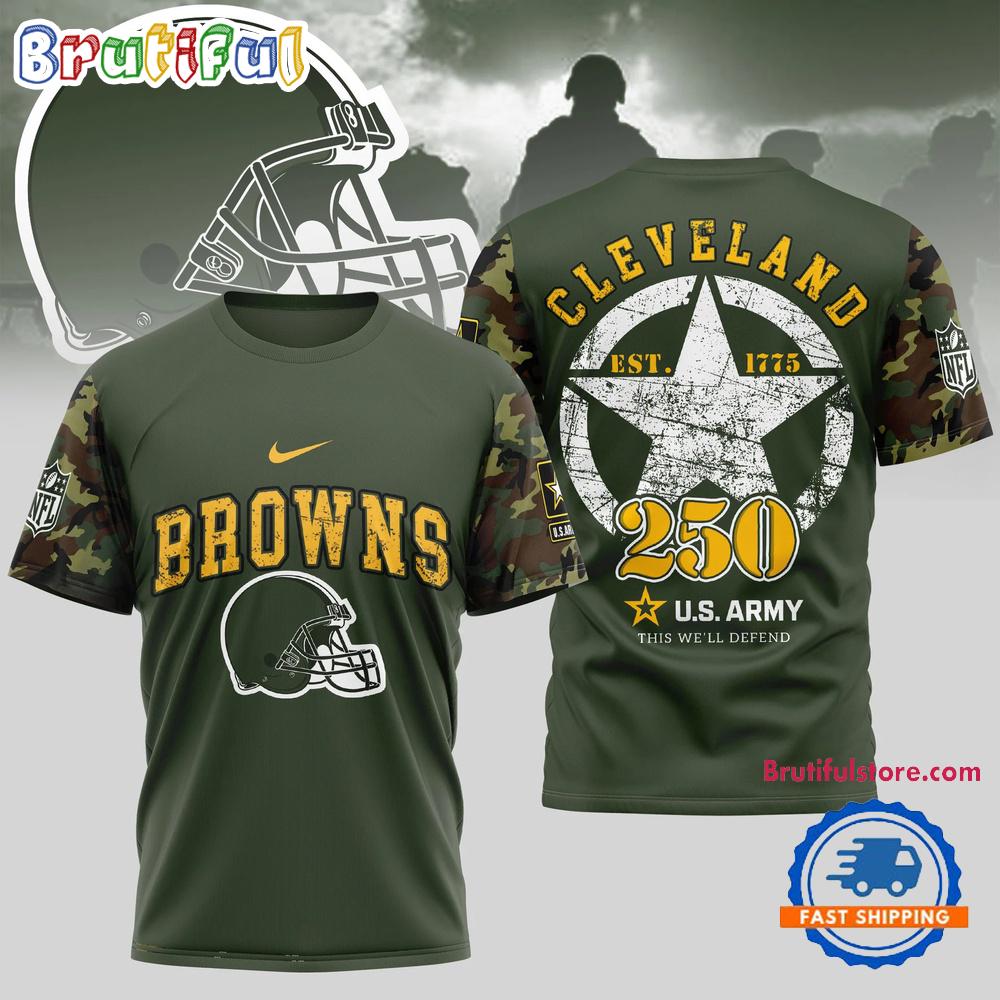 NFL Cleveland Browns US Army 250th Birthday Celebration 3D Shirt