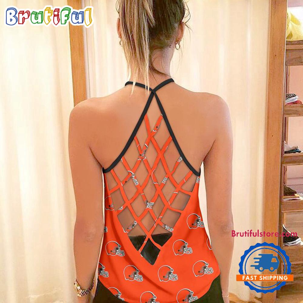 NFL Cleveland Browns USA Independence Day Women’s Criss Cross Tank Top