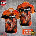 NFL Cleveland Browns Warrior Mascot Custom Name Aloha Hawaiian Shirt